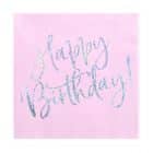 Servetten Happy Birthday Roze / Zilver (20 stuks)