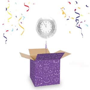 Folieballon klok Wit/Zilver