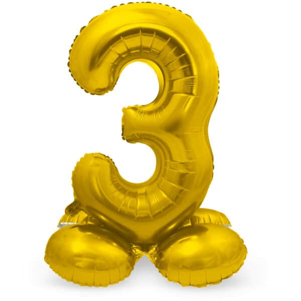 Cijfer 3 Goud met standaard - 72 cm