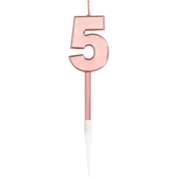 Verjaardagskaars 5 Roségoud Metallic
