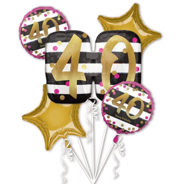 Boeket "Pink & Gold Milestone 40" Folie Ballon