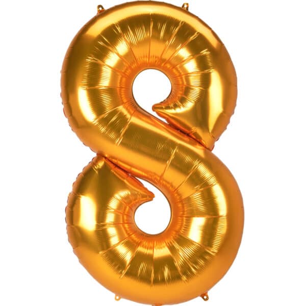 Folieballon Cijfer 8 XXL Goud - 134 cm