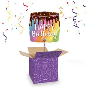 Folieballon Happy Birthday Chocoladetaart Rainbow 46 cm