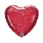Folieballon Glittergraphic Rood Hartvorm 45 cm