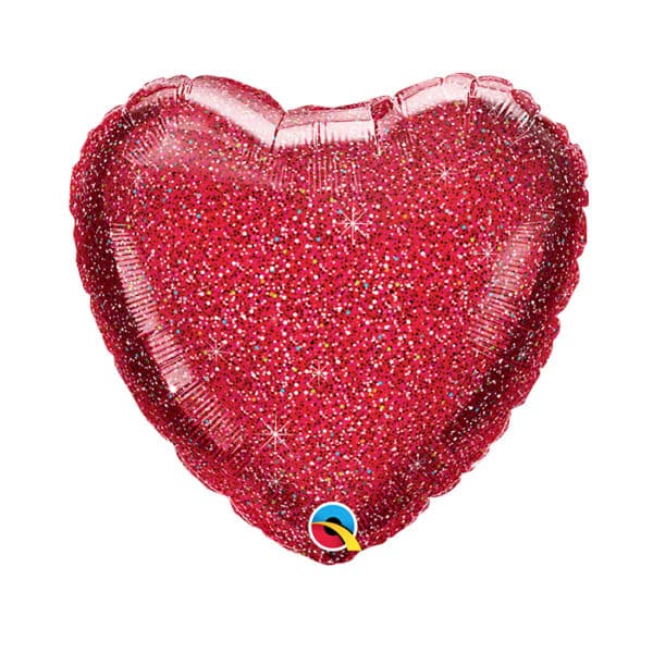 Folieballon Glittergraphic Rood Hartvorm 45 cm
