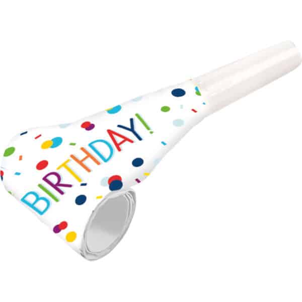 Feestfluitjes Confetti Verjaardag (8 stuks)