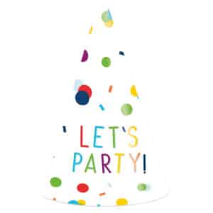 Feesthoedjes Confetti Verjaardag Let's Party! (8 stuks)