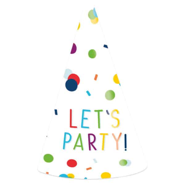Feesthoedjes Confetti Verjaardag Let's Party! (8 stuks)