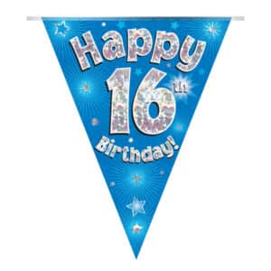 Vlaggenlijn Blauw Happy 16th Birthday (4 meter)