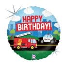 Folieballon Happy Birthday Politie Brandweer 46 cm