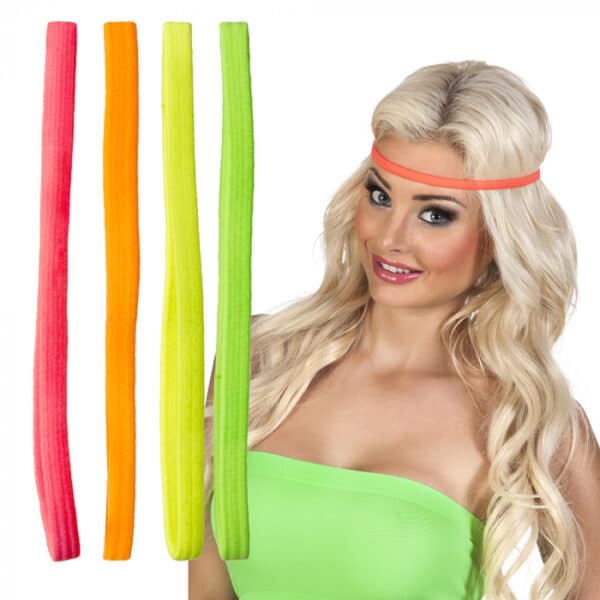 Set Haarbanden Neon Elastiek (4 stuks)