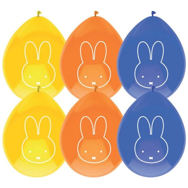 Nijntje - Ballonnen Oranje Geel Blauw (6 stuks)