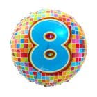 Folieballon 8 Jaar Geblokt Meerkleurig 45 cm