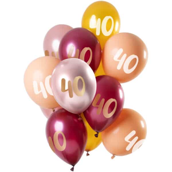 Ballonnen 40 Jaar Roze-Goud 30 cm - 12 stuks