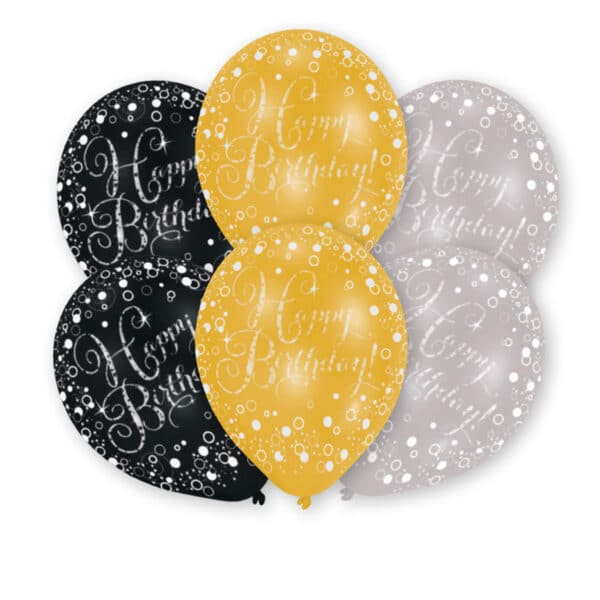 Sparkling Celebrations - Ballon Happy Birthday Goud (6 stuks)