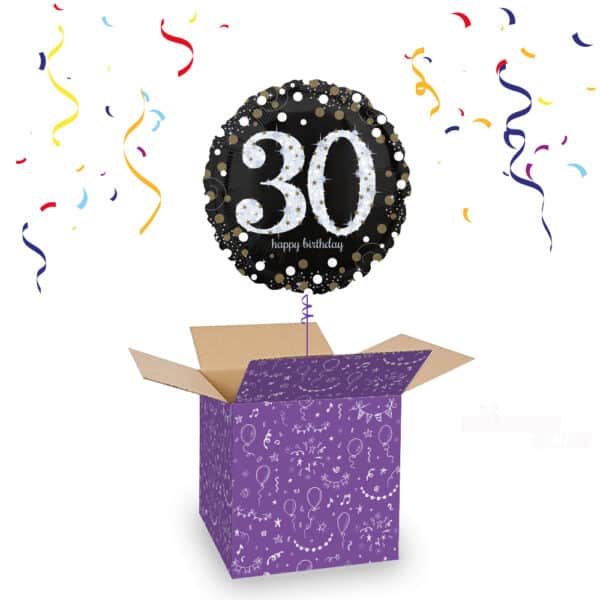 Folieballon Sparkling XL 30 jaar Zwart Met Goud 71 cm