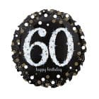 Folieballon Sparkling XL 60 jaar Zwart Met Goud 71 cm