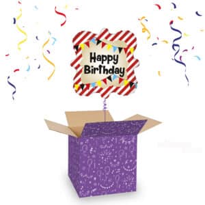 Folieballon Happy Birthday Gestreept 46 cm