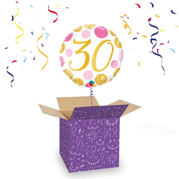Folieballon 30 Jaar Pink en Gold Dots 45 cm