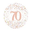 Folieballon 70 Jaar Sparkling Wit Rose Gold Holografisch 45 cm