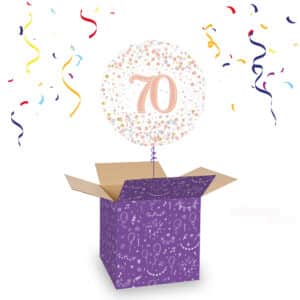 Folieballon 70 Jaar Sparkling Wit Rose Gold Holografisch 45 cm