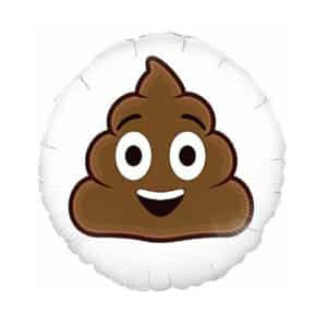 Folieballon Emoticon Poop Wit 46 cm