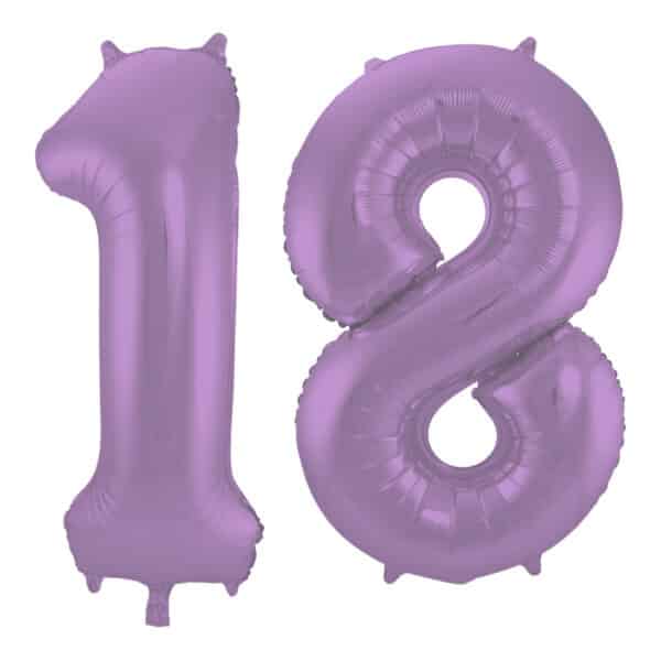 Folieballon Cijfer 18 Paars Metallic Mat - 86 cm