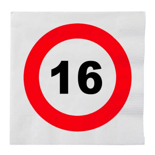Traffic - Servetten Verkeersbord 16 - 16 stuks