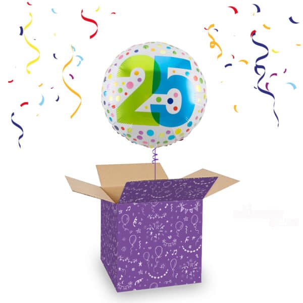 Folieballon 25 Jaar Wit/Stippen Meerkleurig 45 cm
