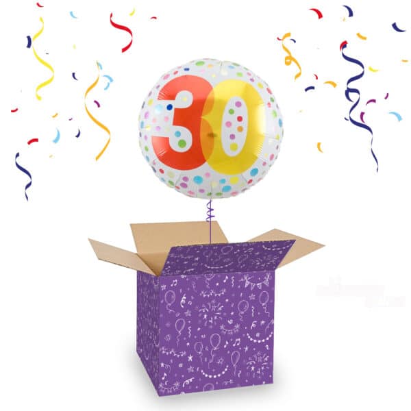 Folieballon 30 Jaar Wit/Stippen Meerkleurig 45 cm