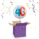 Folieballon 40 Jaar Wit/Stippen Meerkleurig 45 cm
