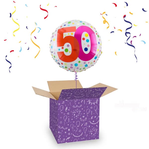 Folieballon 50 Jaar Wit/Stippen Meerkleurig 45 cm