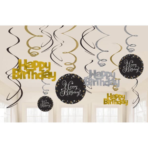 Happy birthday Hangdecoratie Versiering 61cm 12 stuks