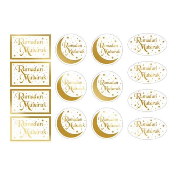Ramadan Mubarak - Cadeau Labels Transparant Goud (14 st)