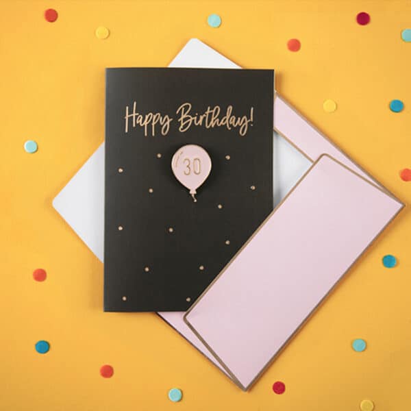 Wenskaart - Happy Birthday 30 met speld