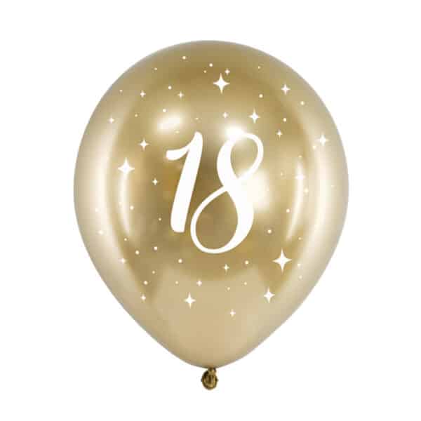 Glossy ballonnen gold 18 jaar (6 stuks)