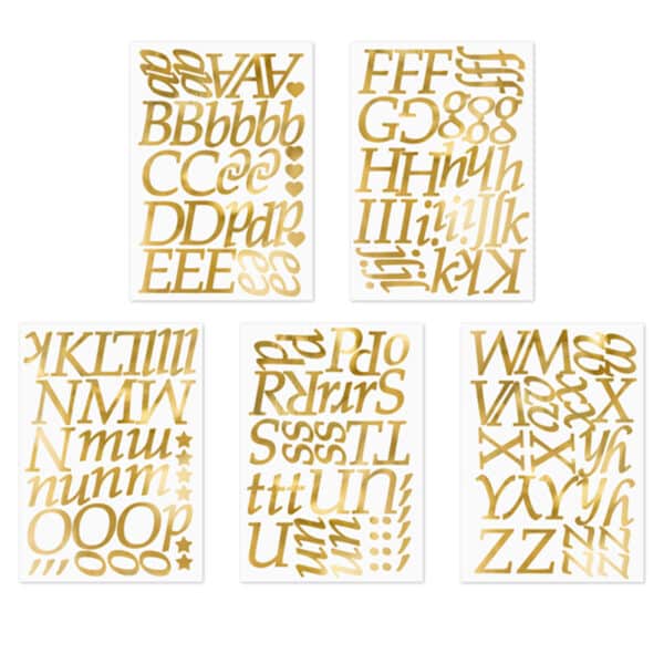 Letter Stickers, gold ( 5 vellen)