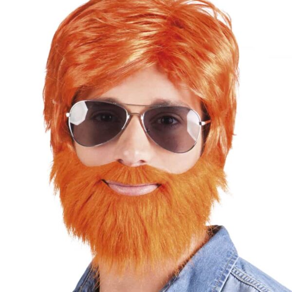 Pruik Dude oranje met baard