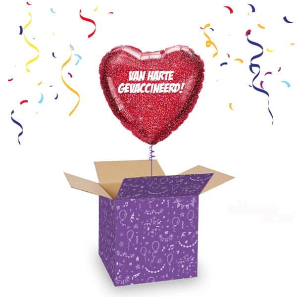 Folieballon Van Harte Gevaccineerd Rood Glitter 45 cm