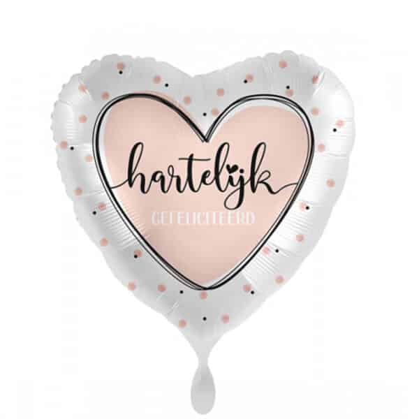 Folieballon - Hartelijk Gefeliciteerd – Hart Roze