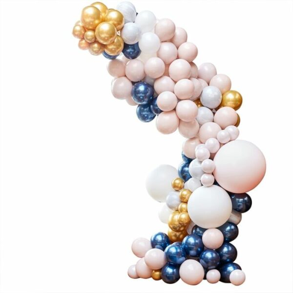 Balloon Arch - Marmer, Navy en Chrome Gouden Ballonboog Decoratie Kit