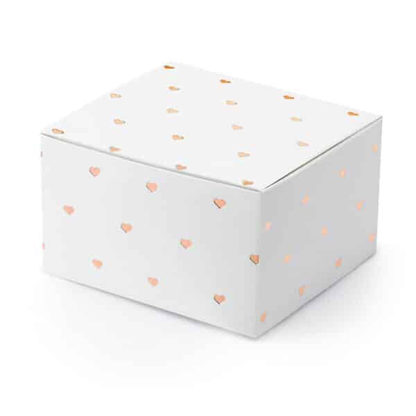 Bedank doosje wit met hartjes rose Gold (10 stuks)