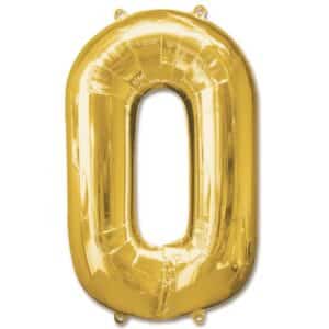 Folieballon Cijfer 0 Goud - 92 cm