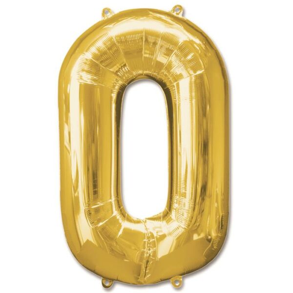 Folieballon Cijfer 0 Goud - 92 cm