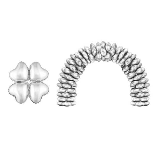Folieballonnen ballonboog Hartvorm Zilver (10 stuks)