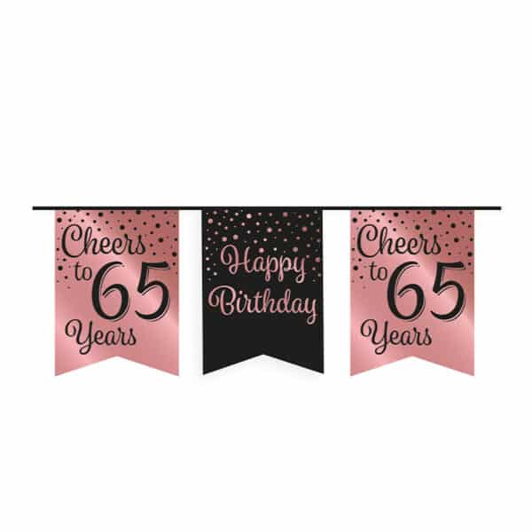 Vlaggenlijn Cheers Rose Gold / Zwart 65 jaar