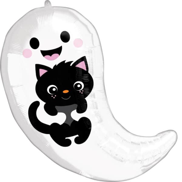 Folieballon Spook met kitten 40 x 48 cm