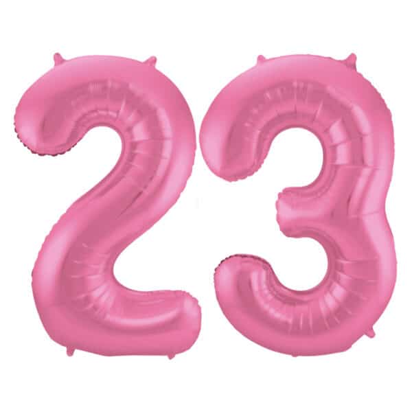 Folieballon Cijfer 23 Roze Metallic Mat - 86 cm