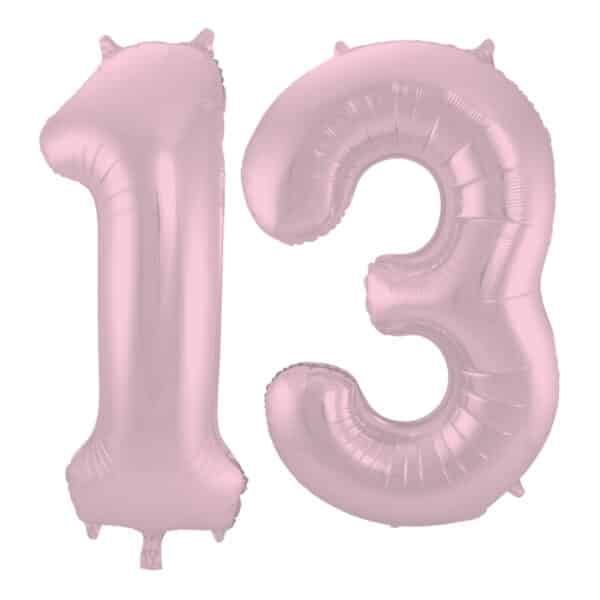 Folieballon Cijfer 13 Pastel Roze Metallic Mat - 86 cm