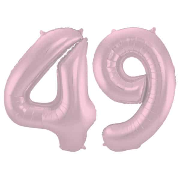 Folieballon Cijfer 49 Pastel Roze Metallic Mat - 86 cm